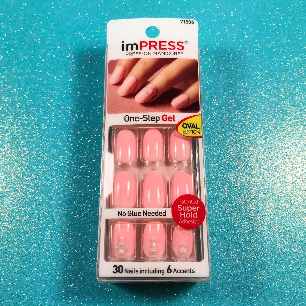 Kiss Nails Impress Press On Manicure Oval Pink